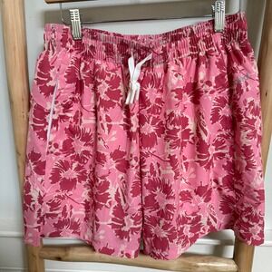 Baleaf Mens Pink Floral Hibiscus Athletic Running Shorts Size M Mesh Liner